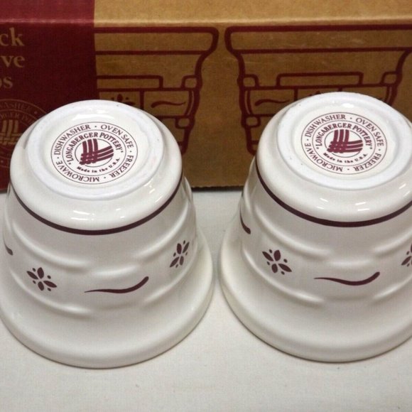 Longaberger Pottery Set of 2 Traditional Red Woven Traditions Votives New in Box - Picture 5 of 9